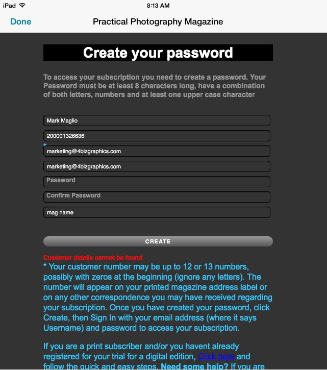 You issue me a customer number and when i TRY to sign up, it tells me there isnt enough customer details.
