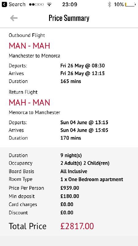 Booked on the app as when I phoned up the price on the app was cheaper but ...