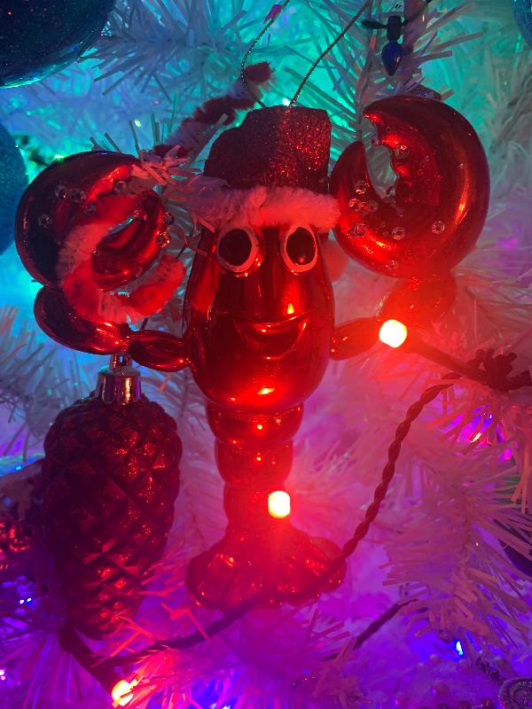 Lobster with Santa hat Christmas tree decoration