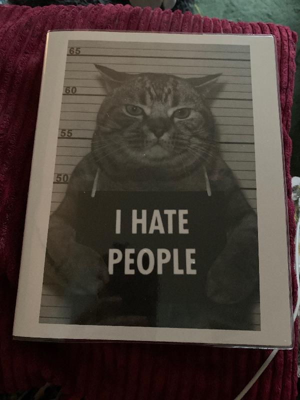 I hate people 8x10 cat lined notebook