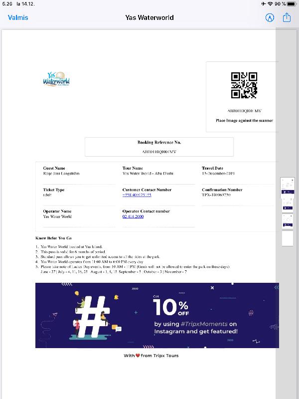 Great price for tickets to Yas Waterworld
