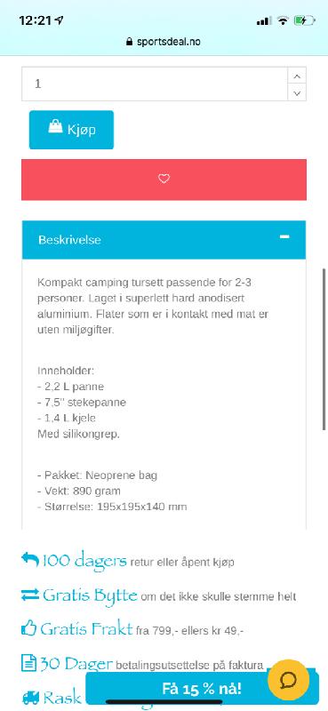 Feil i produktbeskrivelse/promotering