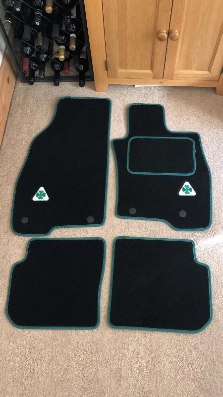 Alfa Romeo MiTo (2008-2018) Tailored Logo Car Mats + Quadrifoglio Clover Logos