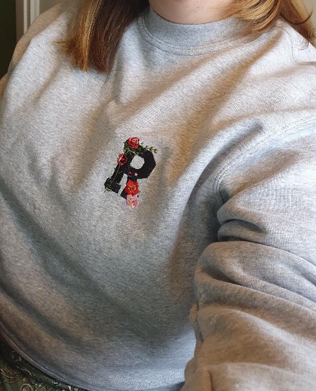 Embroidered Floral Initials Sweatshirt