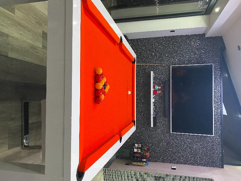 Hawkes orange high gloss white pool table