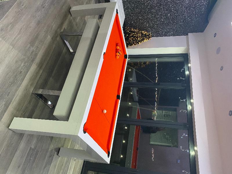 Hawkes orange high gloss white pool table