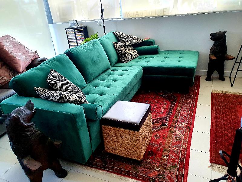 Claude Green Velvet Chaise Lounge