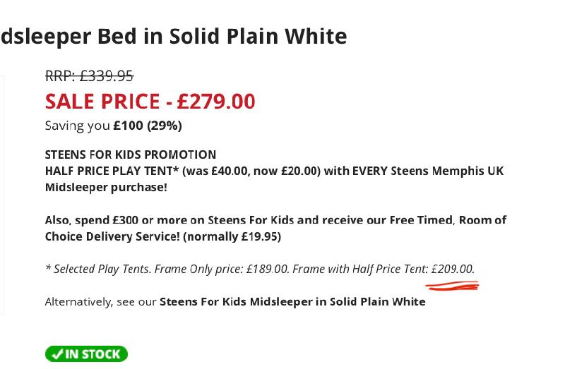 Advertised bed with discount & on tent, but didn’t honour them or free del