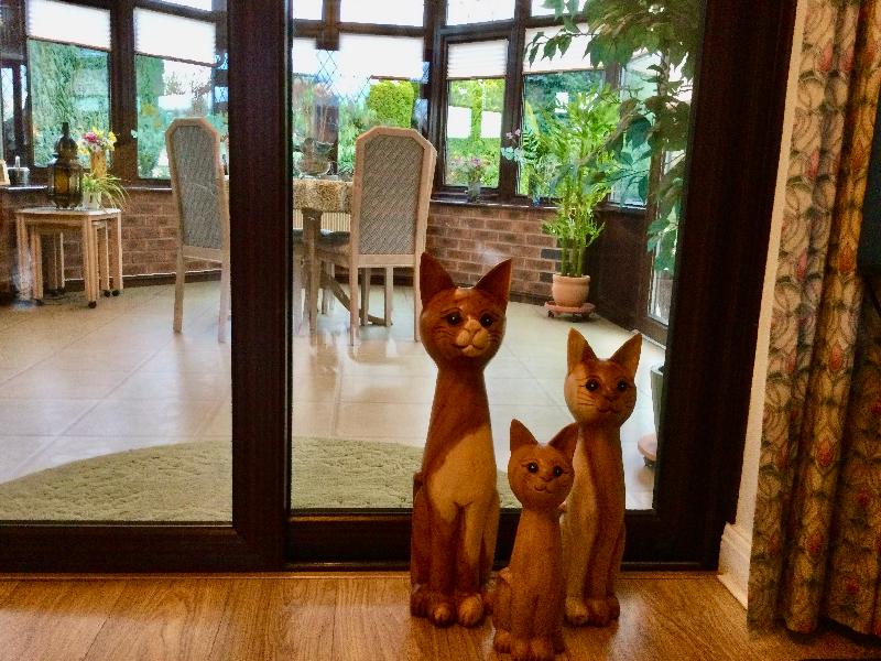 Hand Carved Ornamental Cats