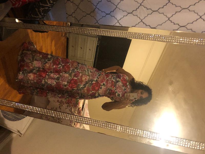 Floral Print One Shoulder Maxi Dress in Multi