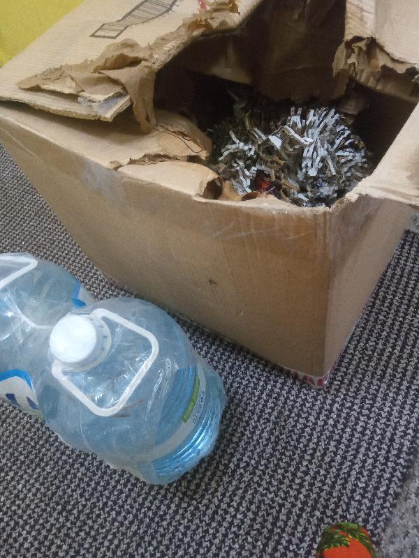The box was open, damaged and leaked