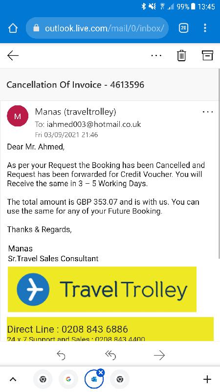 Credit voucher not received since 3.9.21 I am not happy