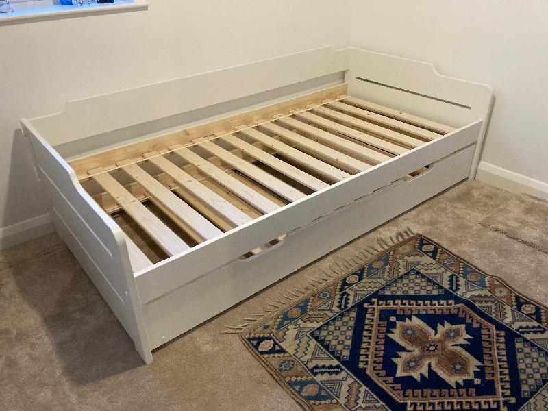 Delivery good andbed easy to make and am impressed by it sturdiness.lovelyi