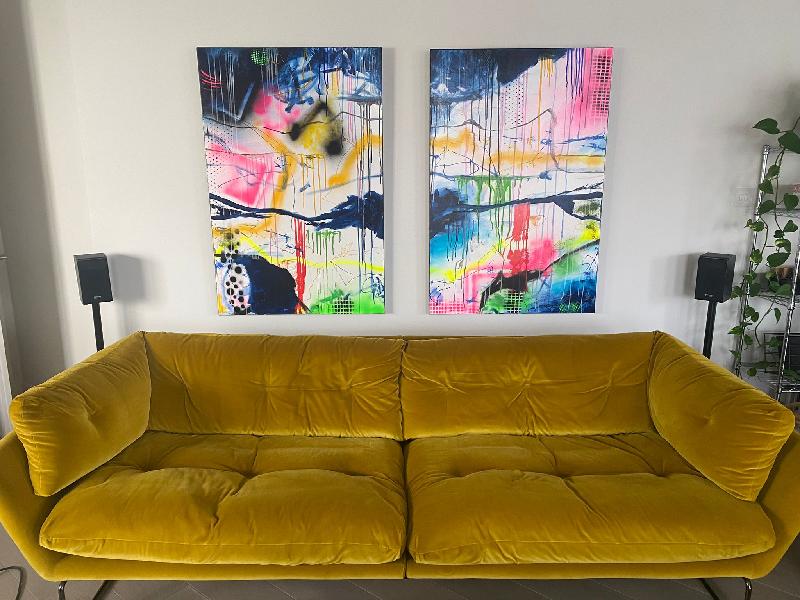 Huge Abstract Perfectly Imperfect Diptych 160 x 120 cm Two Abstract Paintings