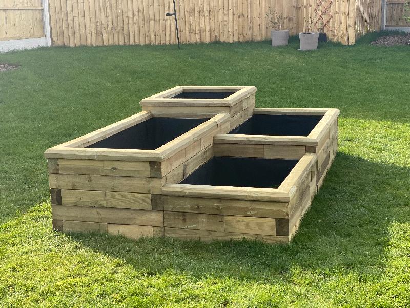 Custom designed multi-level raised beds.