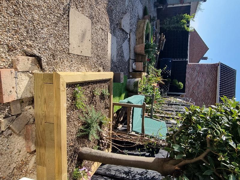 Raised bed with wildlife pond