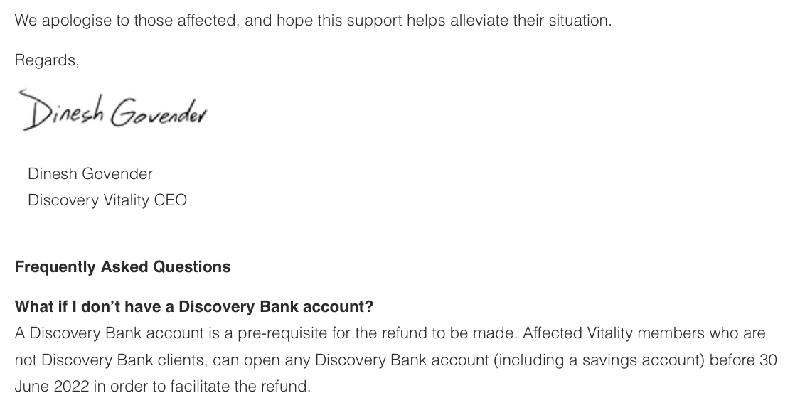 Discovery travel refund