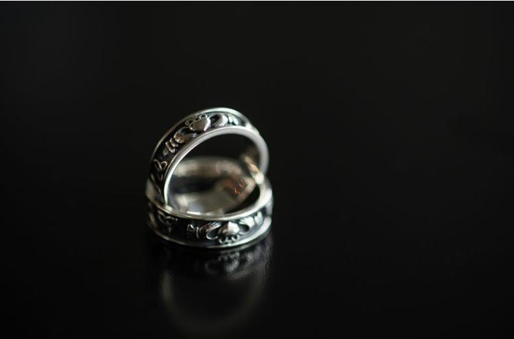 Silver Claddagh And Trinity Knot Ring - 8.5