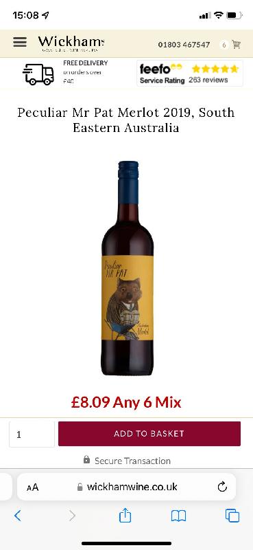 Peculiar Mr Pat Merlot 2019, South Eastern Australia