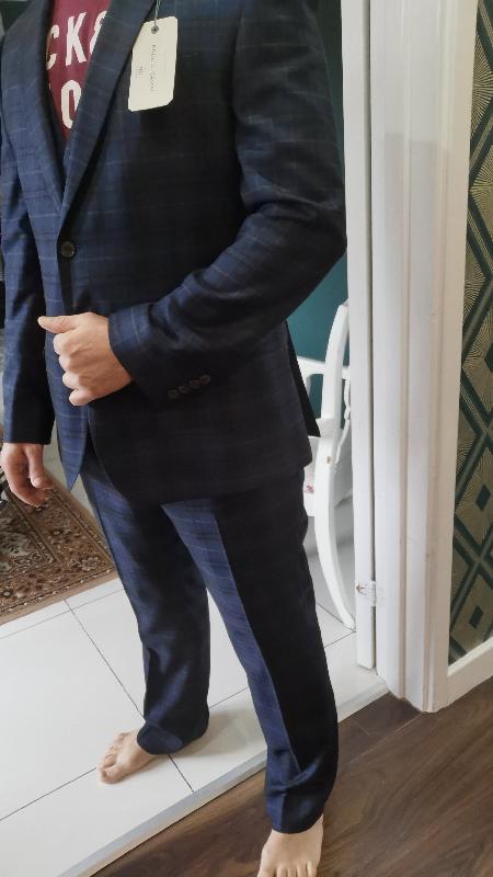 Racing Green Slim Fit Navy Caramel Check Jacket
