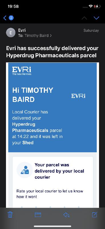 The courier took far too long to deliver