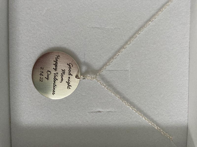 Beautiful necklace!! They captured my sons words and hand writing.
