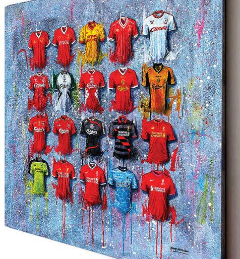 Liverpool Football Shirts Art - An Anfield Collection Print or Canvas | Terry Kneeshaw Framed 20 x 20 Inch Canvas Print