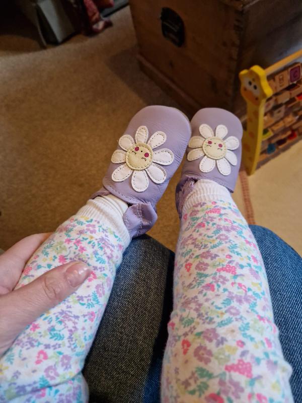Toddlers Slippers Dozy Daisy Lilac | Girl | Handmade to Order | Inch Blue