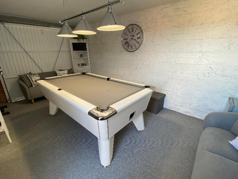 White & grey signature pool table