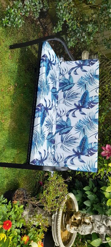 Tropical Water Resistant Outdoor Bench Pad 45cm x 125cm Blue