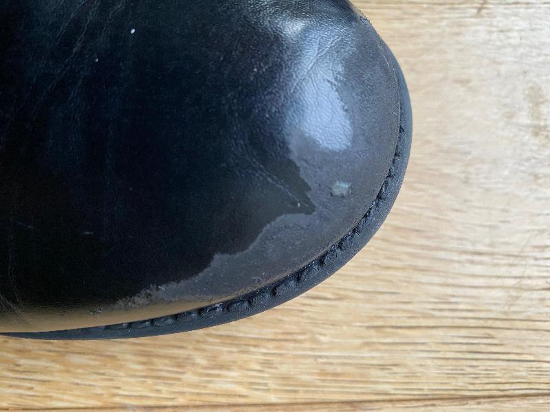 Shoes are now made of rubber and covered with leather & cannot be polished!