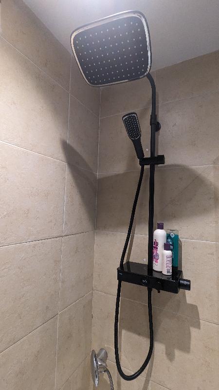 Triton Black Push-Button Bar Diverter Mixer Shower - Thermostatic, Dual Outlet