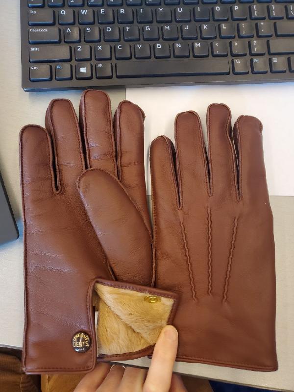 Men's Heritage Three-Point Fur-Lined Leather Gloves