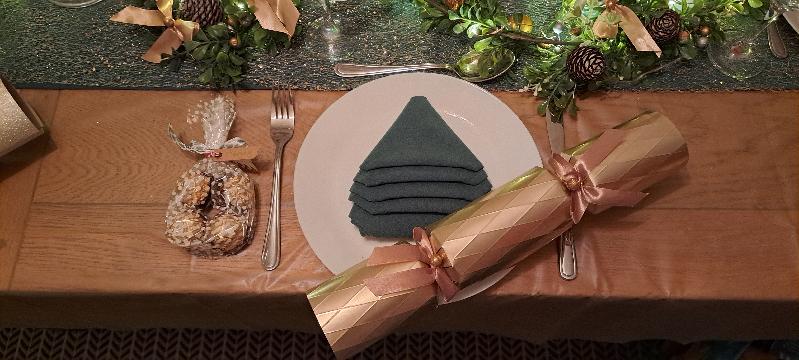 Green table runner and napkins excellent buy