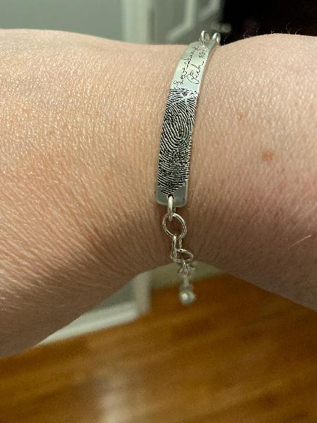 Signature and thumb print memorial bracelet and keychain