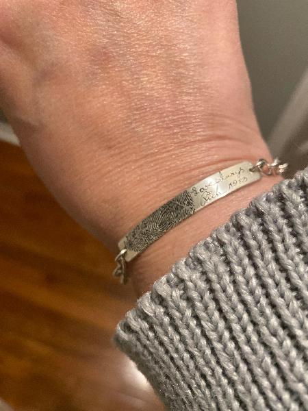 Signature and thumb print memorial bracelet and keychain