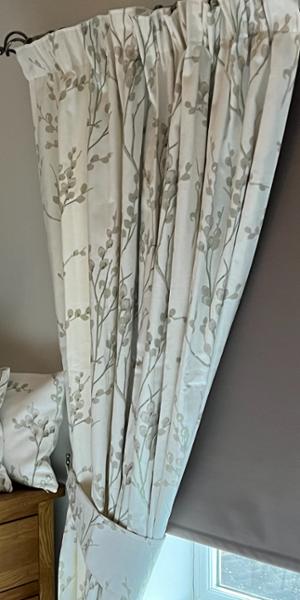 Laura Ashley Pussy Willow Off White Hedgerow Lined Header Tape Curtains