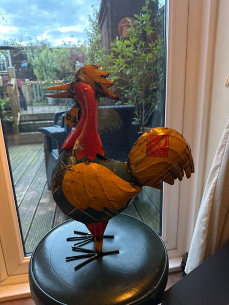 Unusual unique recycled Cockerel and dog