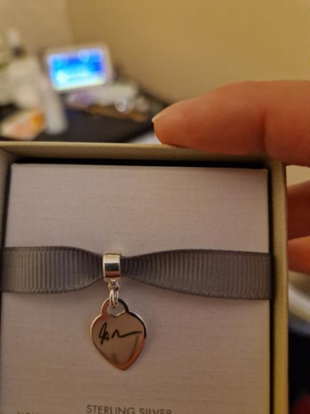 Sterling Silver Engraved Heart Charm With Handwriting
