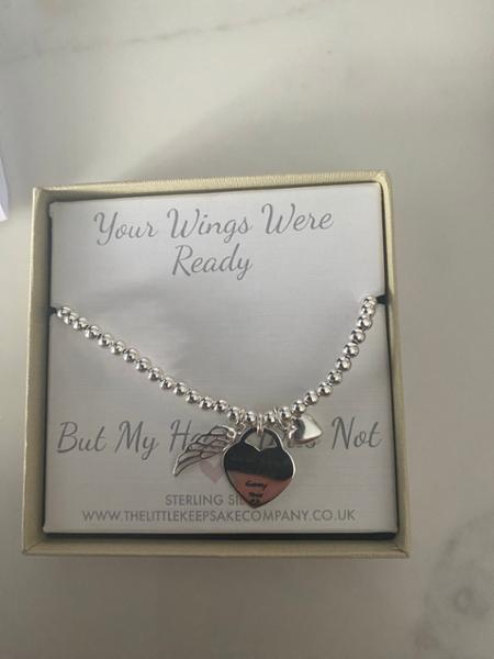 Sterling Silver Handwriting Memorial Bracelet With Large Heart Charm