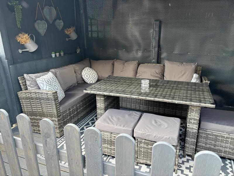 Rattan look grey fencing