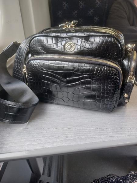 Greta bag black embossed leather
