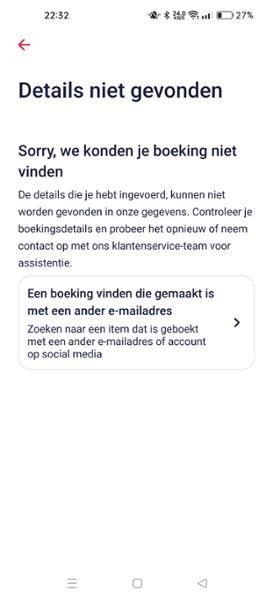 Reisplannummer werkt niet in de app