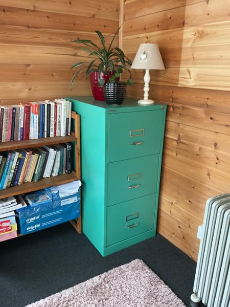 Blue filing cabinet