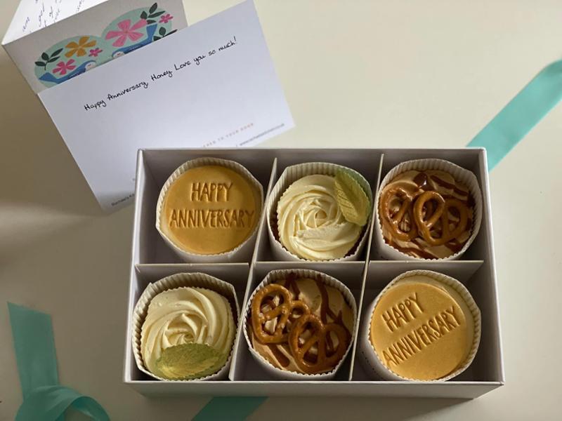Happy Anniversary Cupcakes | Box of 6 | Next Day Uk Delivery