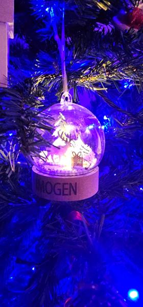 Beautiful personalised light up tree bauble