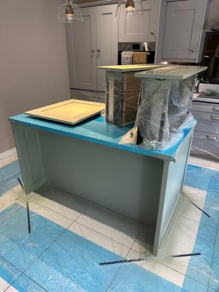 Deep olive kitchen island