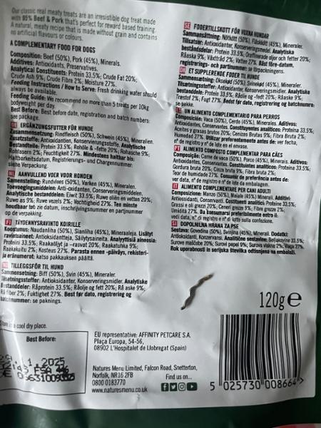 Mental piece in packet of dog treats