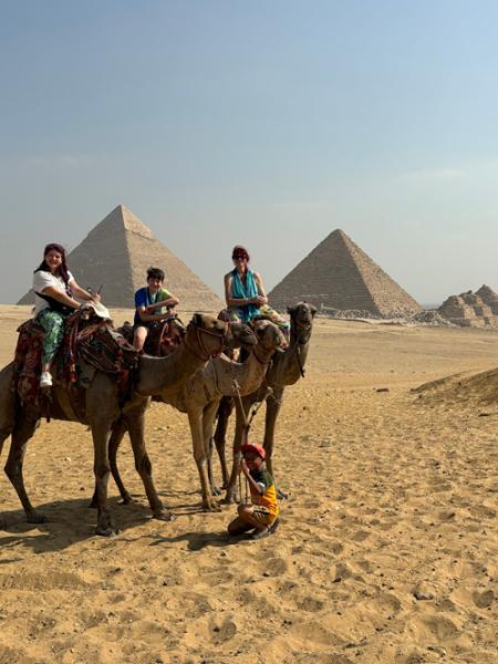 Family Egyptian Sphinx, Pyramids and Nile River
