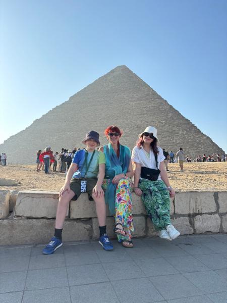 Family Egyptian Sphinx, Pyramids and Nile River